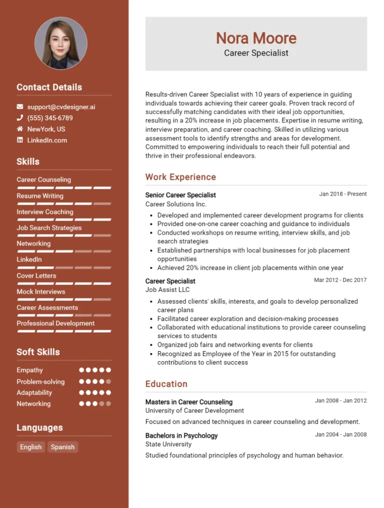 Career Specialist CV Example For 2025: Effective CV Writing Tips