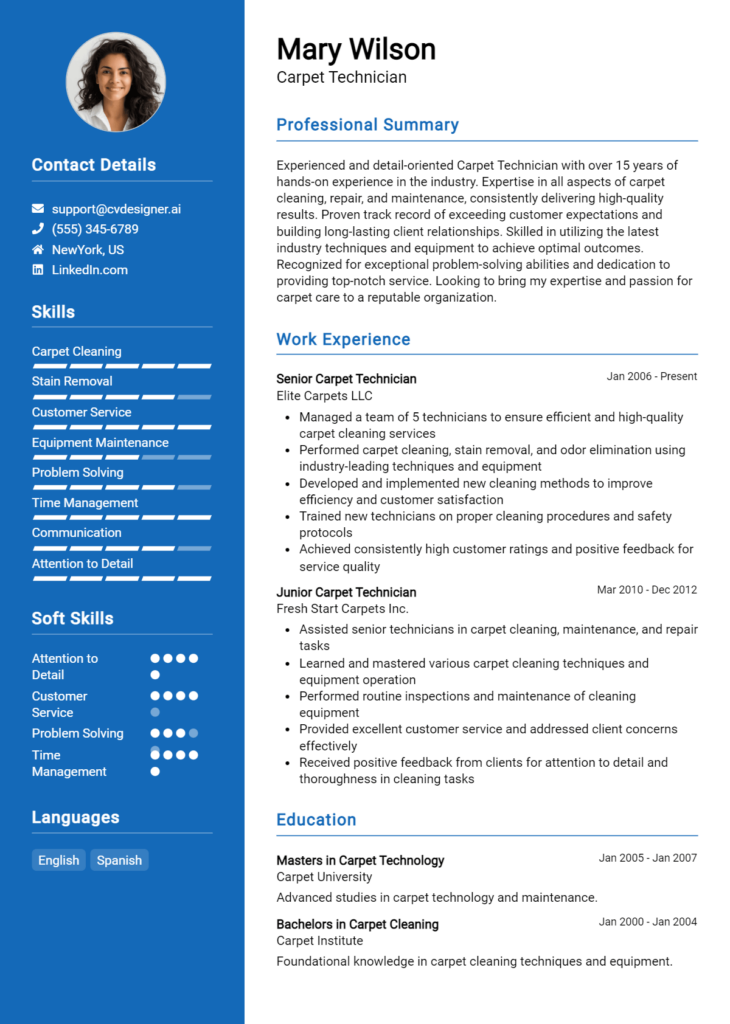 16 Floor Technician Resume Examples for 2024 - CVDesigner.ai