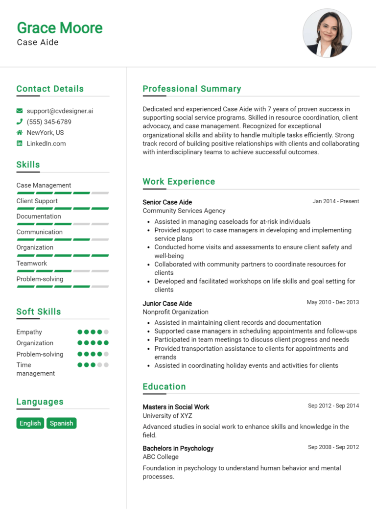 Case Aide Resume Example for 2025: Effective Tips