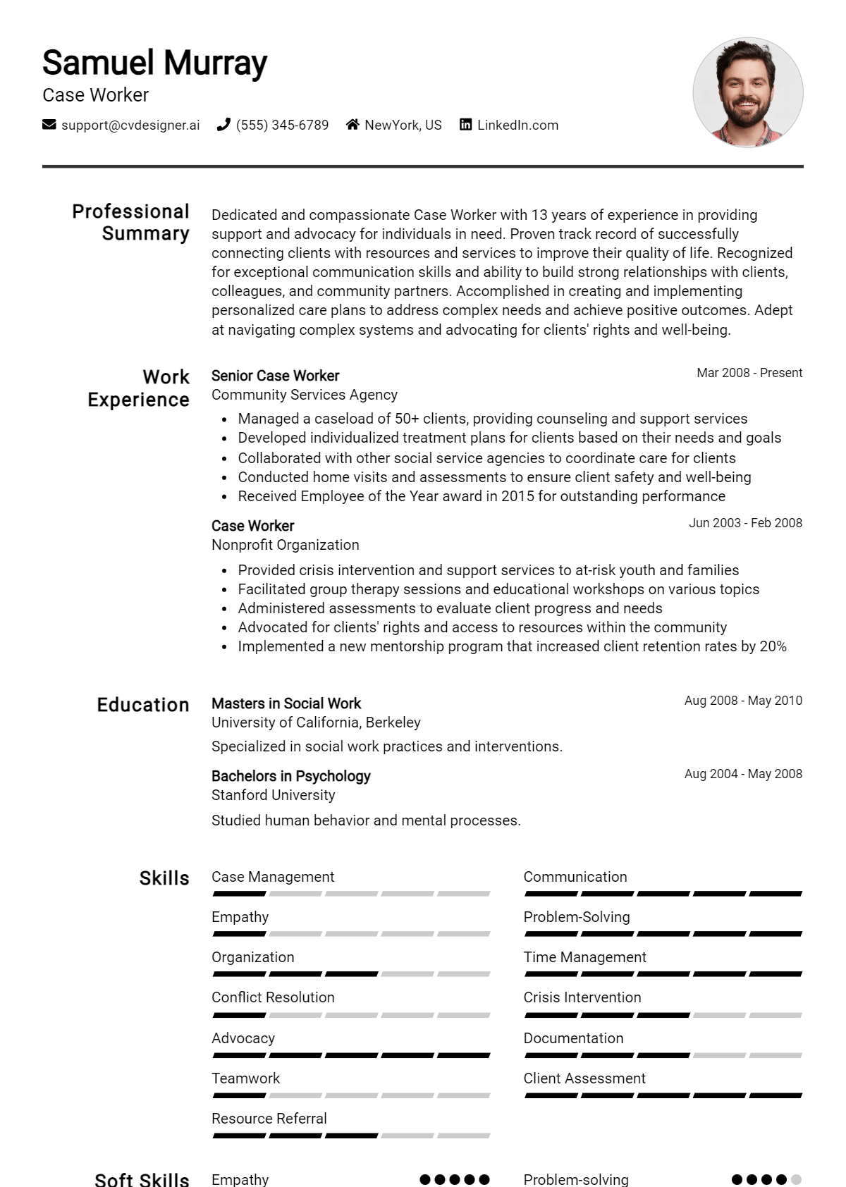 Case Worker Resume Example