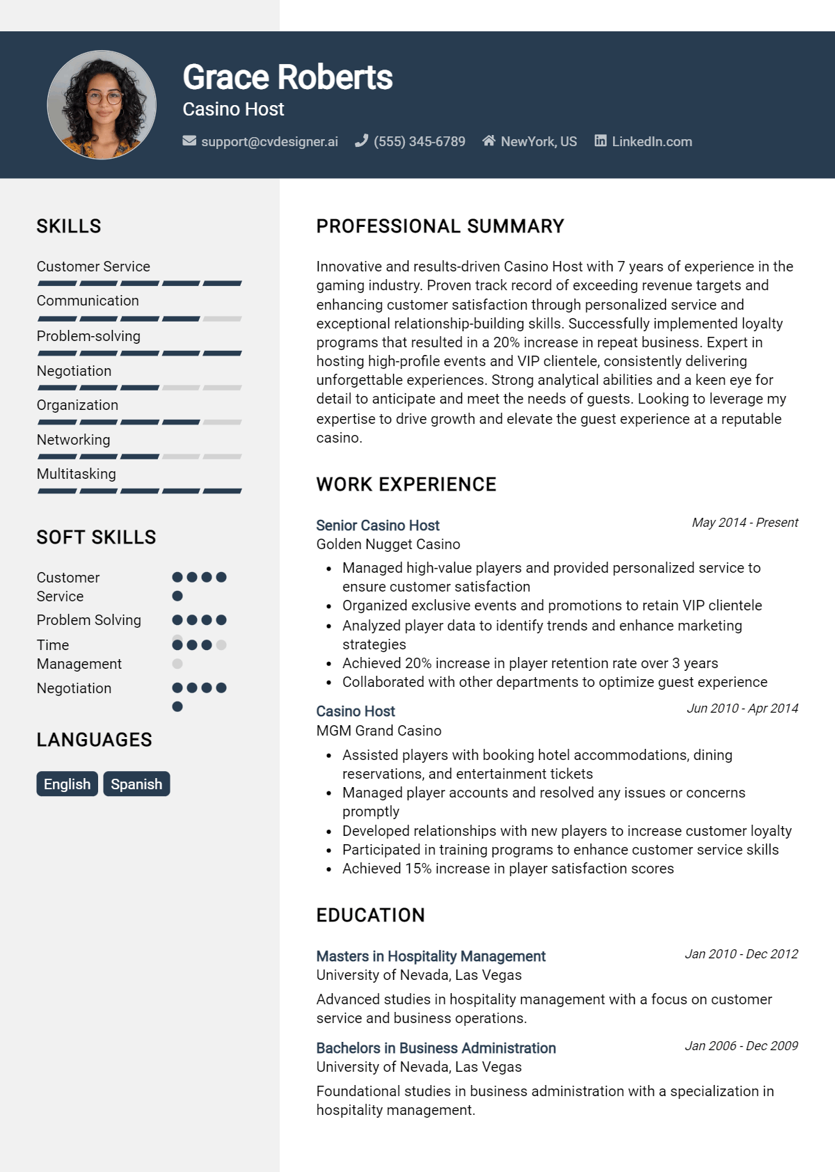 Casino Host Resume Example