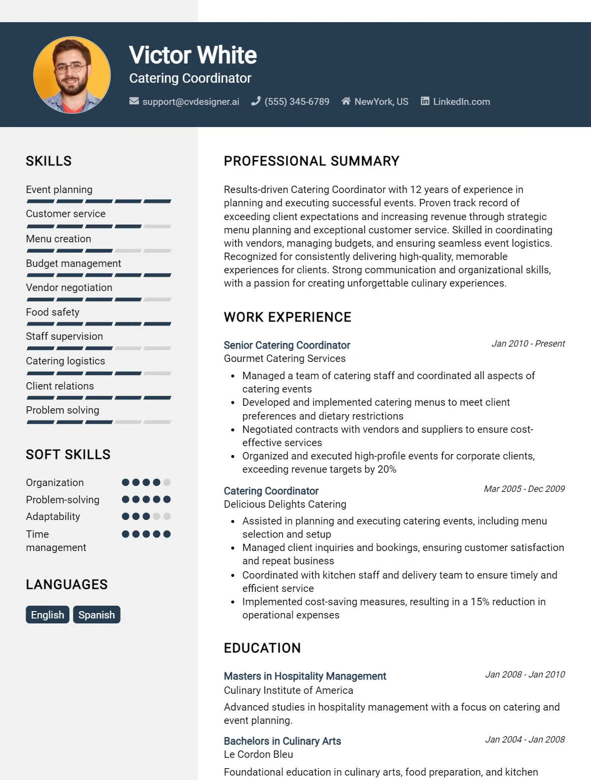 Catering Coordinator CV Example