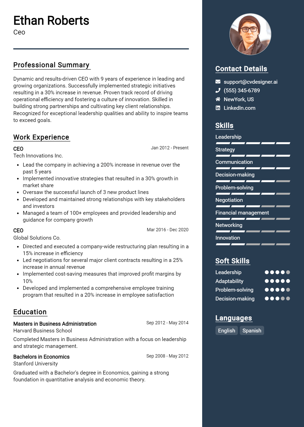 CEO Resume Example for 2024: Top Templates - CVDesigner.ai