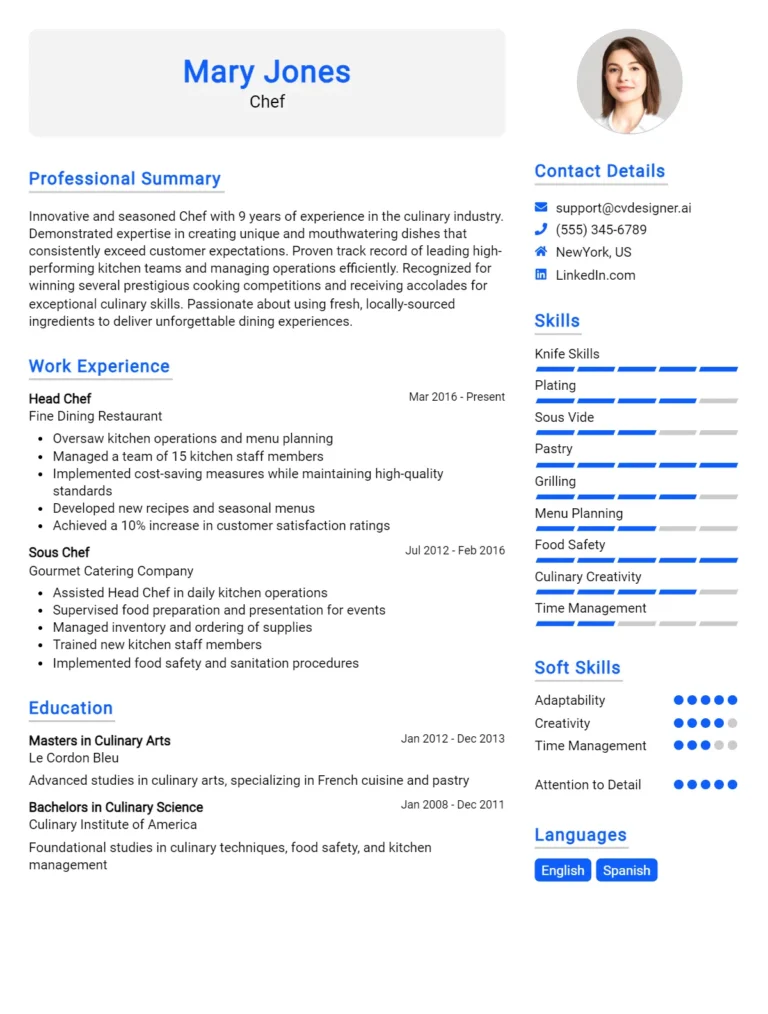 19 Chef CV Examples And Templates For 2025