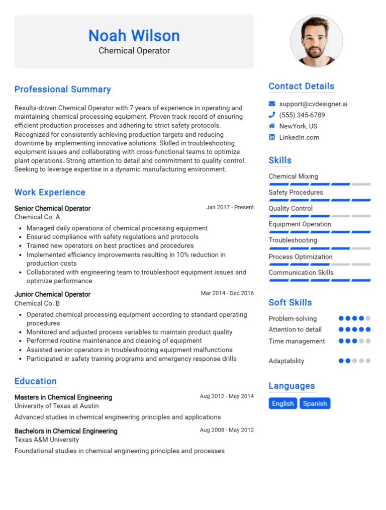 Chemical Operator CV Example For 2025: Strategies & Templates