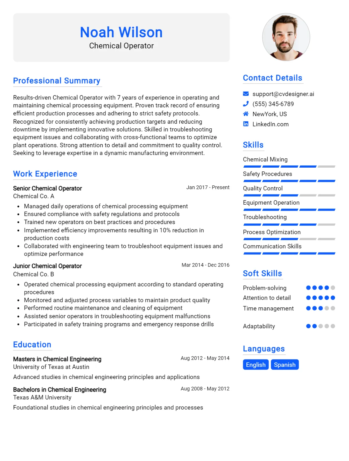 Chemical Operator CV Example For 2024: Strategies & Templates ...