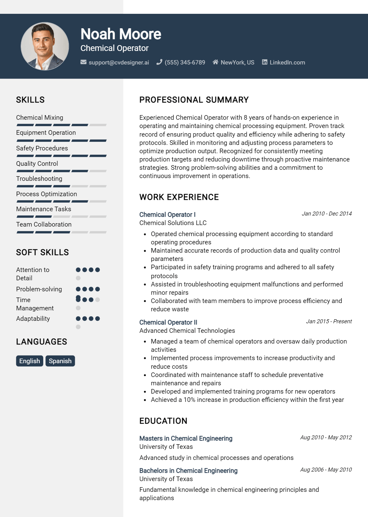 Chemical Operator Resume Example