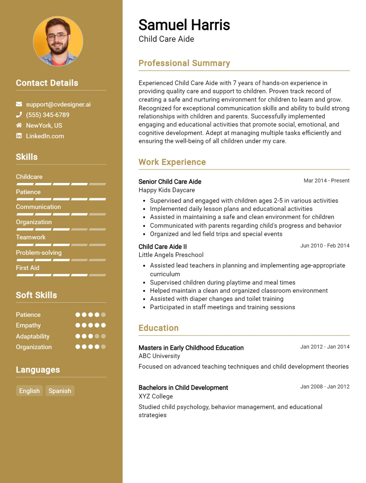 Child Care Aide CV Example