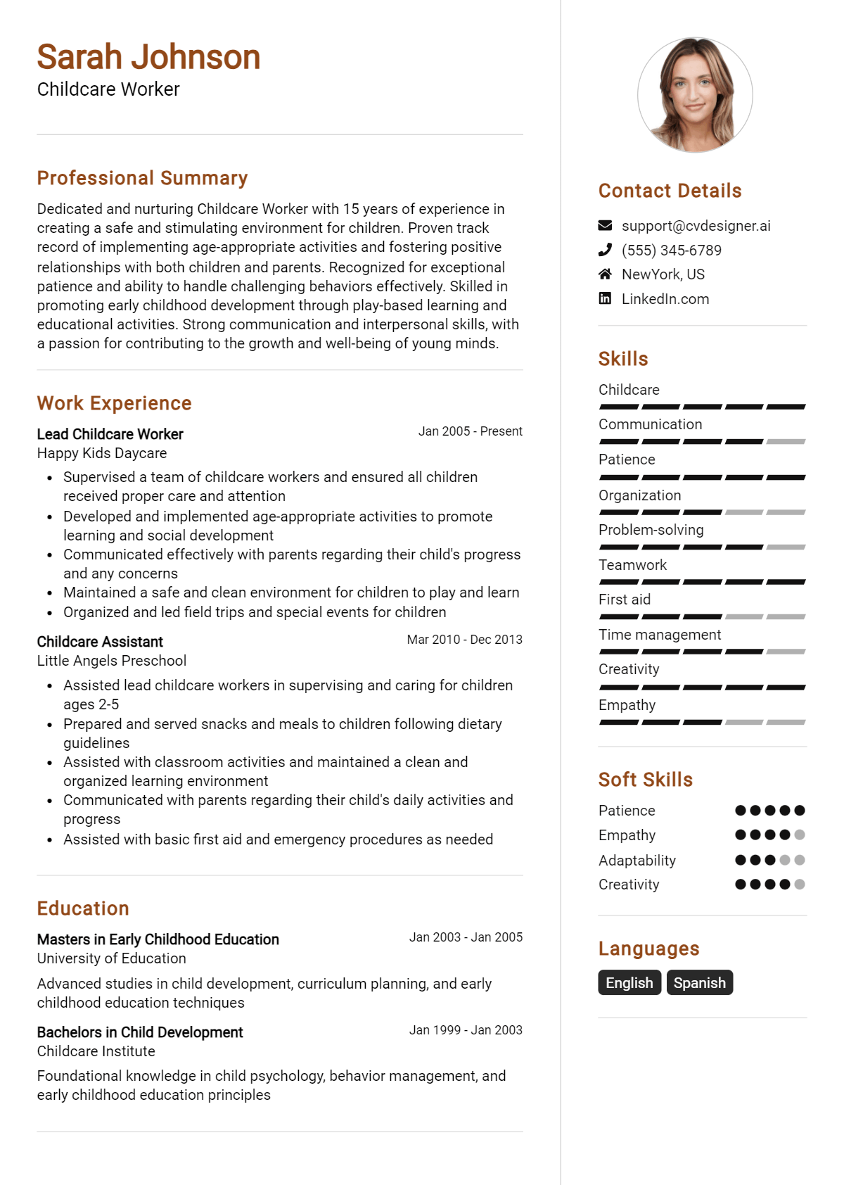 Childcare Worker Resume Example