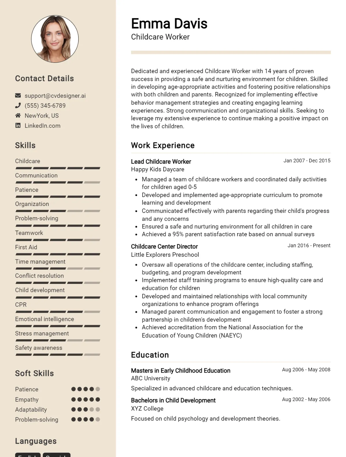 Childcare Worker CV Example