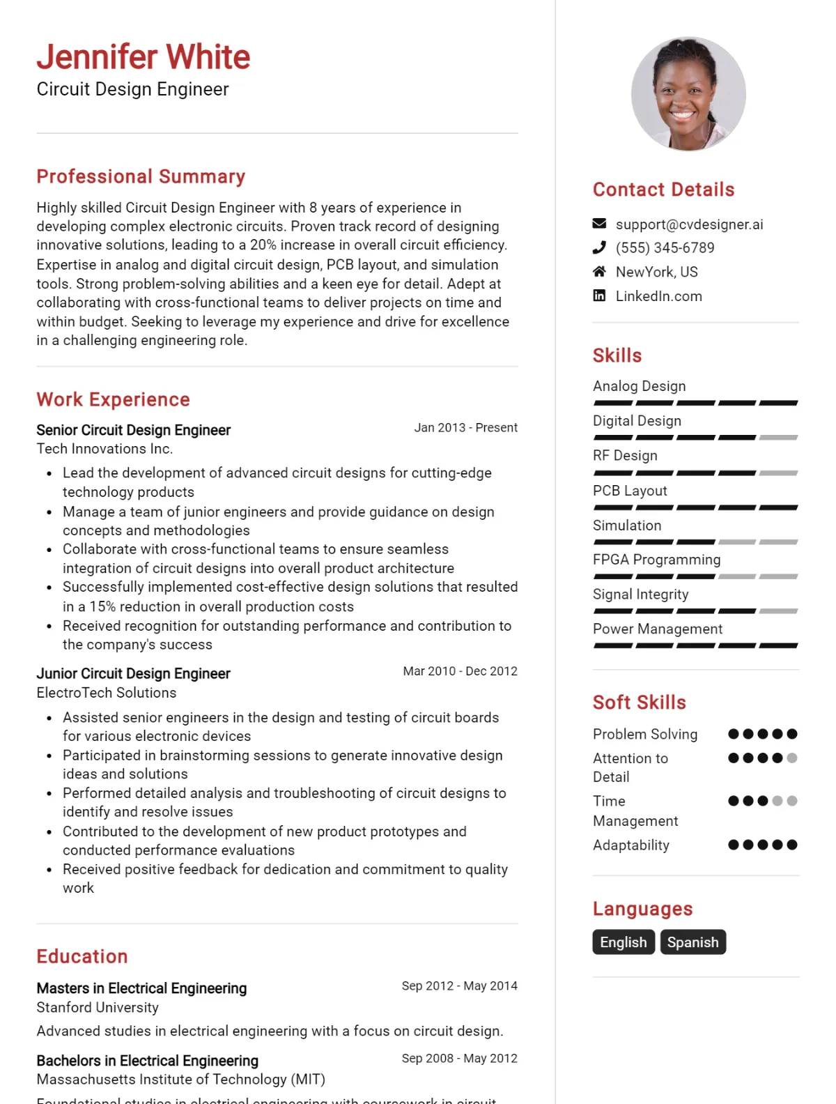 Circuit Design Engineer CV Example