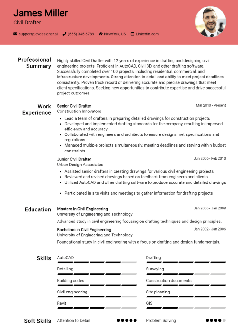 Civil Drafter Resume Example for 2025: Strategies & Templates