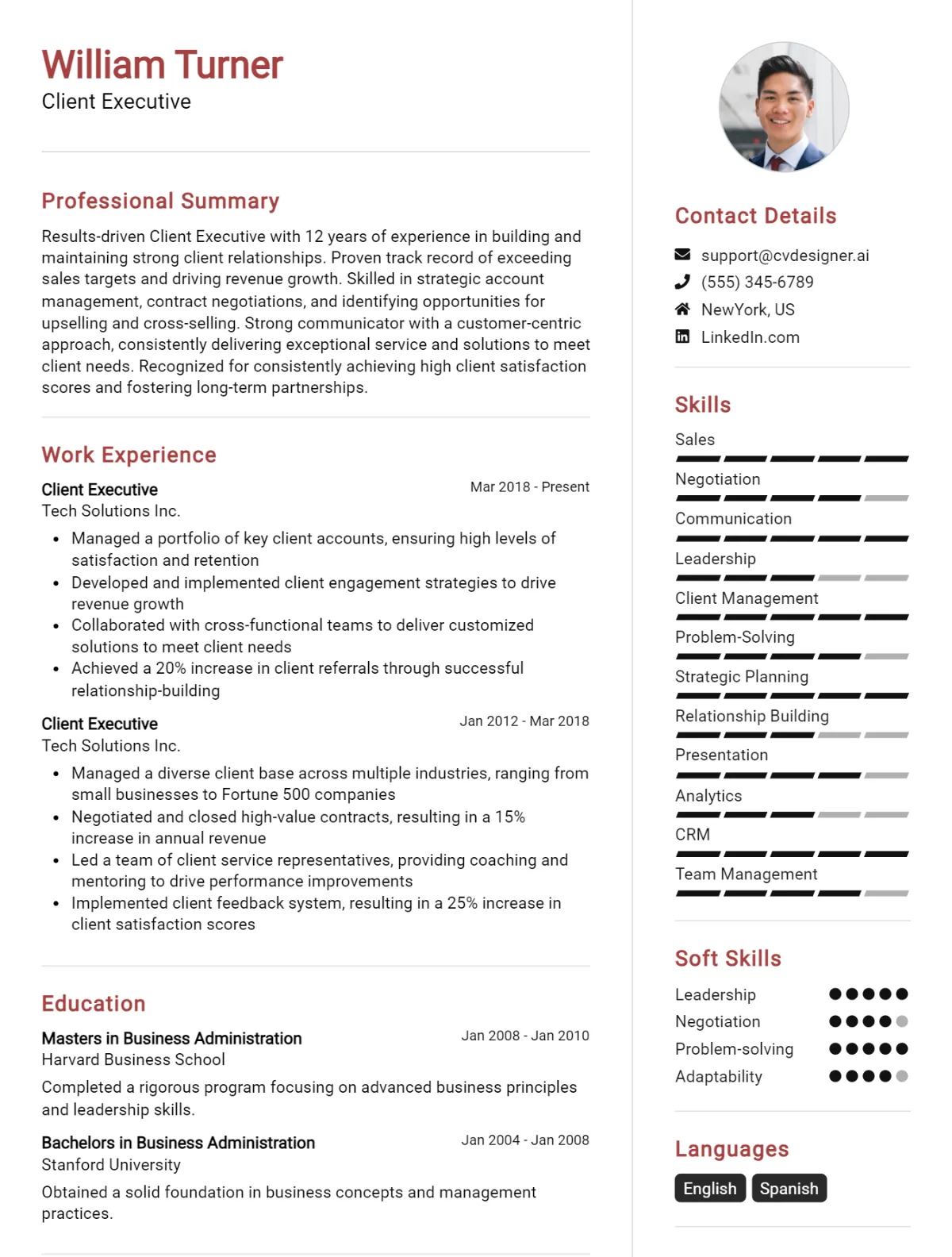 Client Executive CV Example