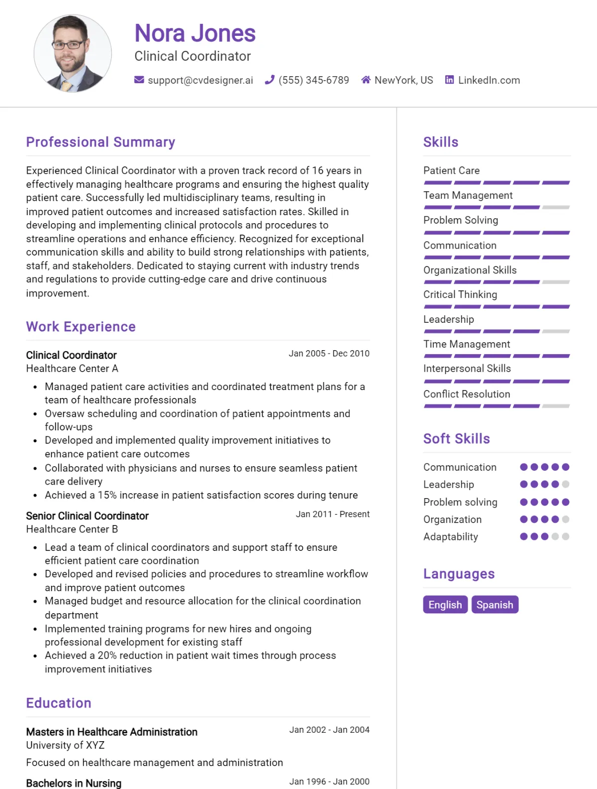 Clinical Coordinator CV Example