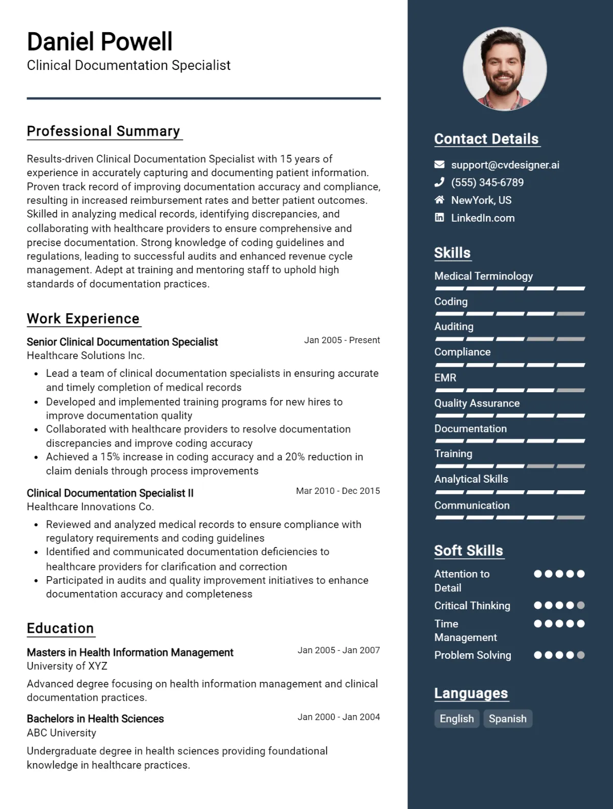 Clinical Documentation Specialist CV Example