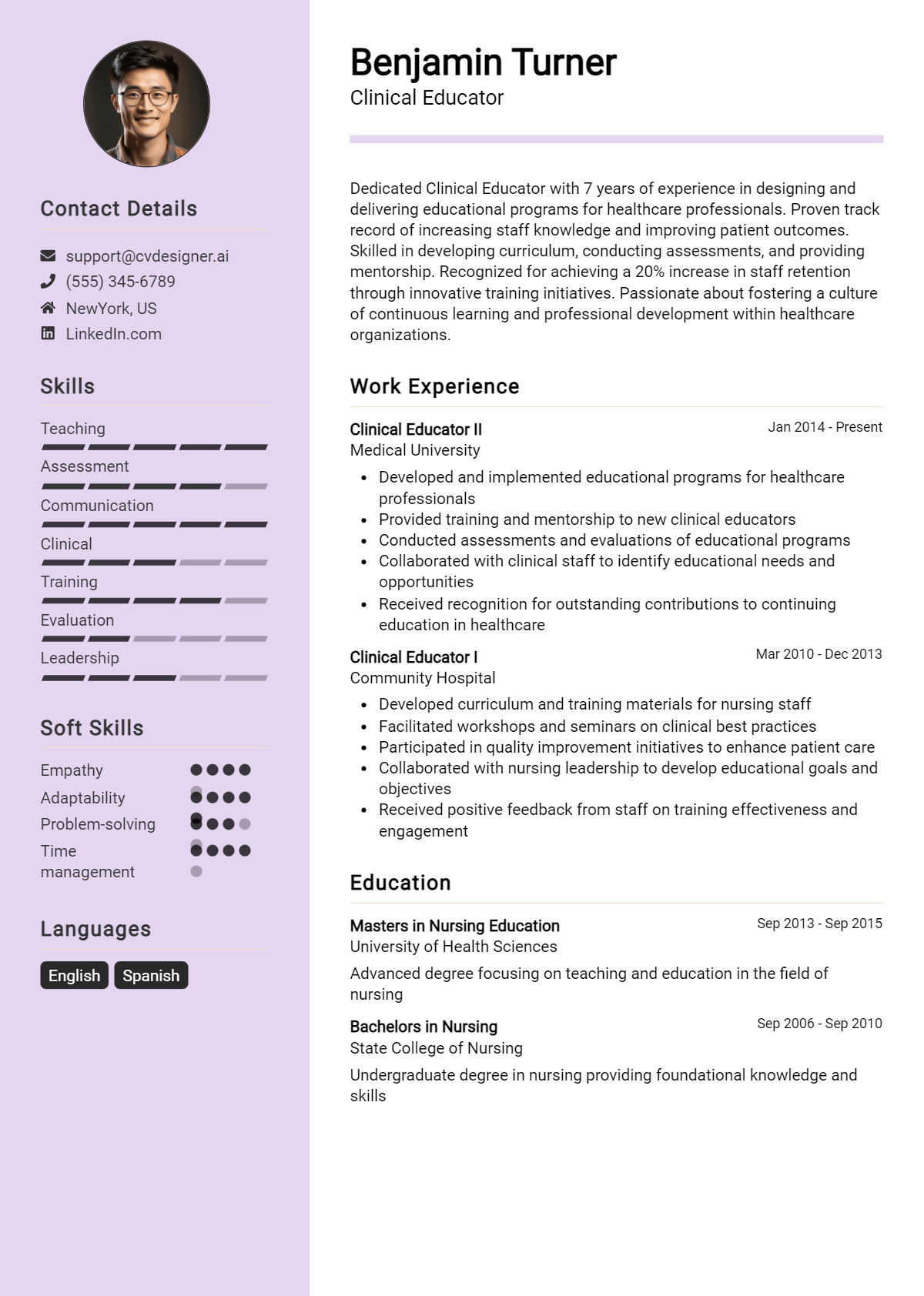 Clinical Educator Resume Example
