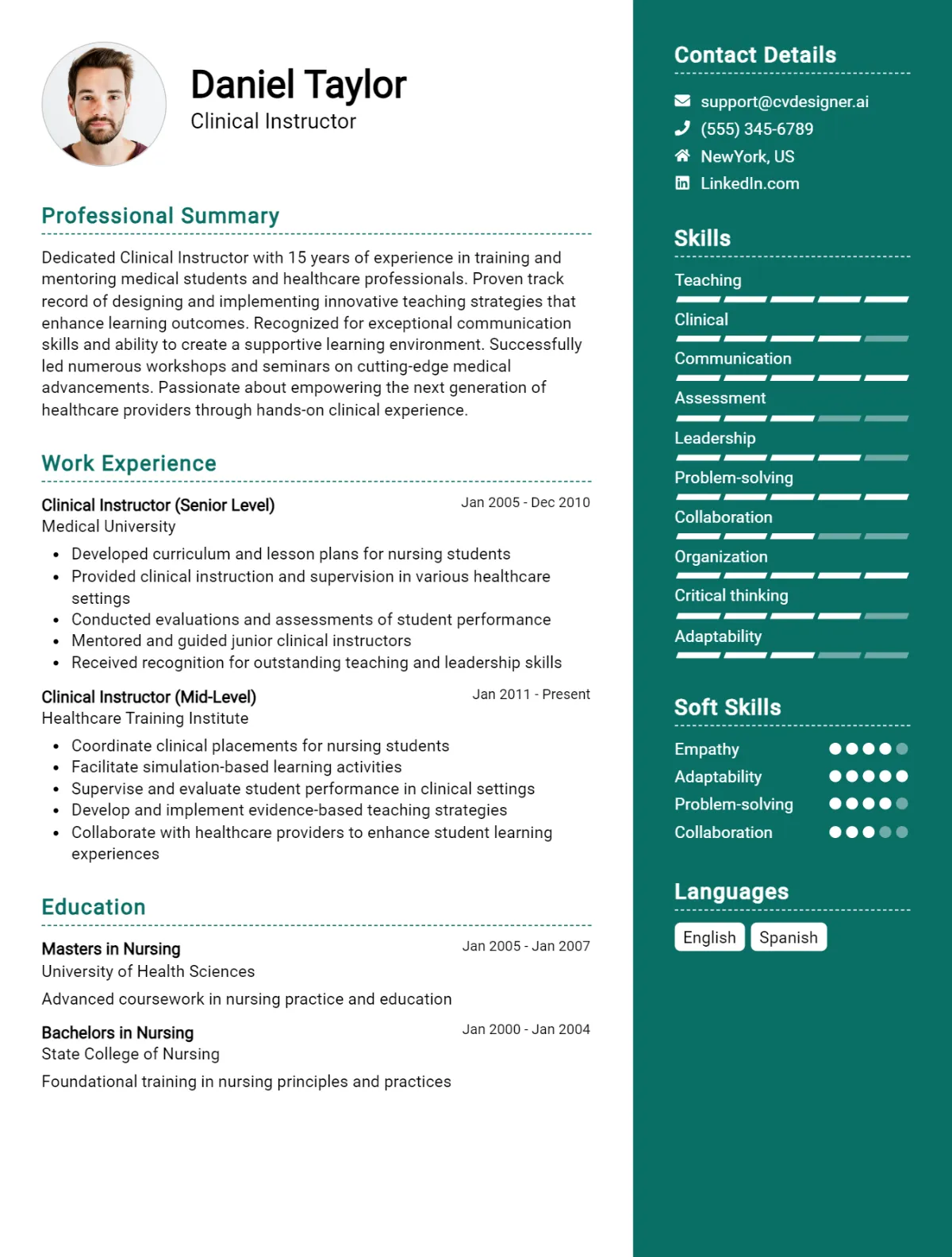 Clinical Instructor CV Example