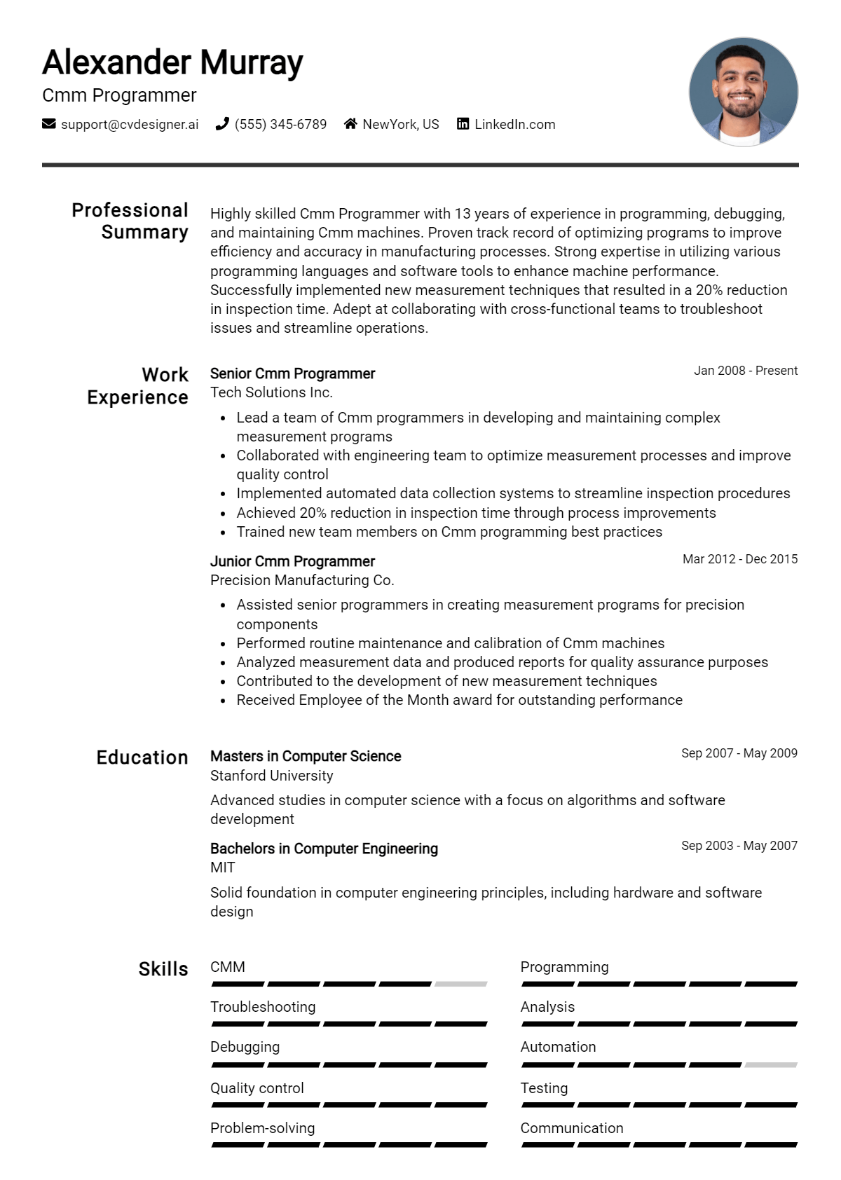 Cmm Programmer Resume Example