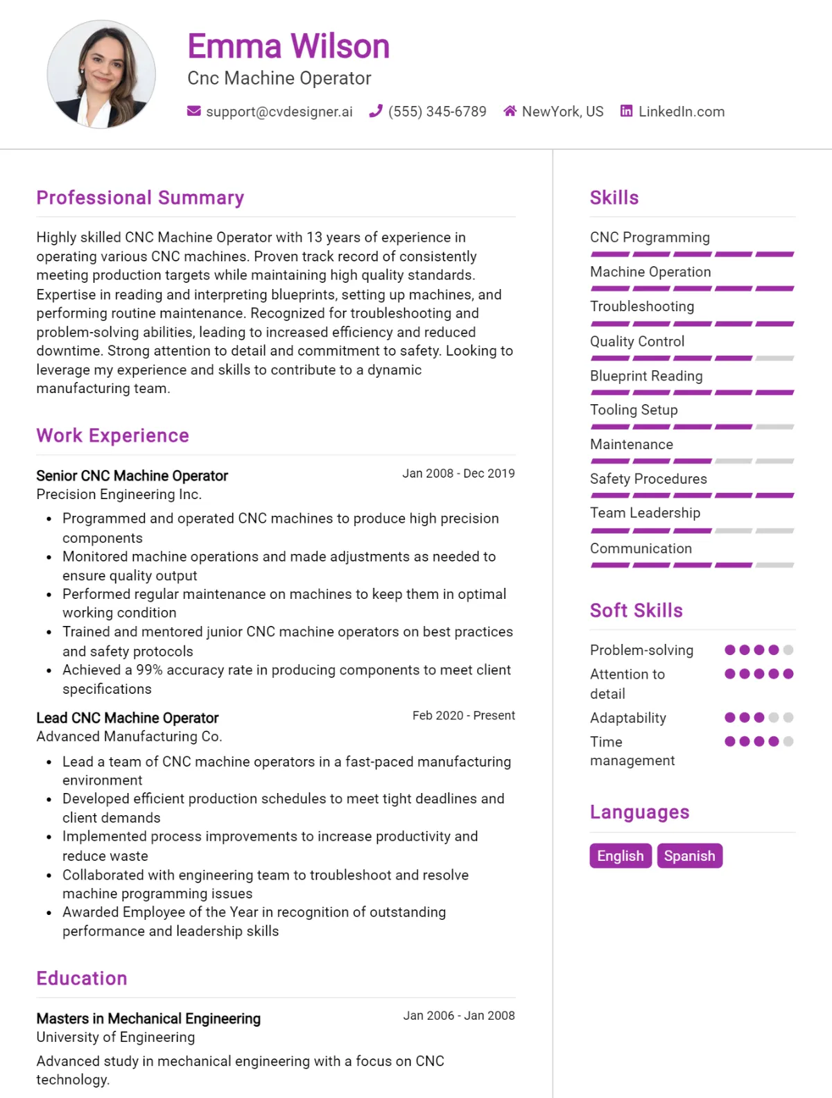 CNC Machine Operator CV Example For 2024: Effective CV Writing Tips ...