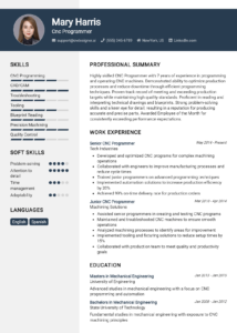 CNC Programmer Resume Example for 2024: Tips & Templates - CVDesigner.ai