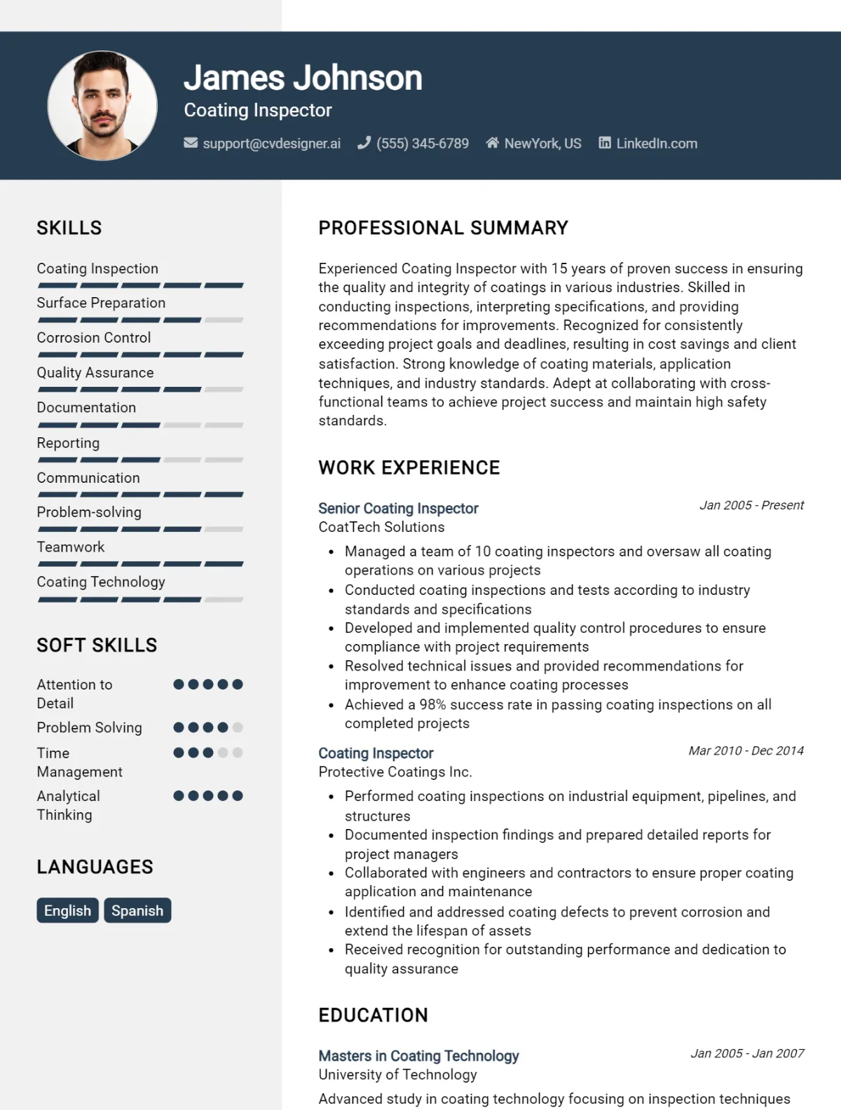 Coating Inspector CV Example