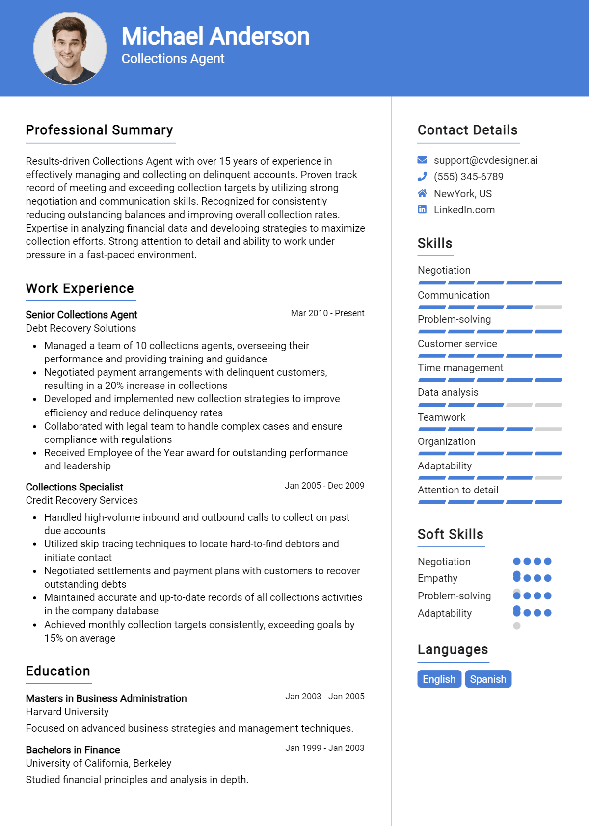Collections Agent Resume Example