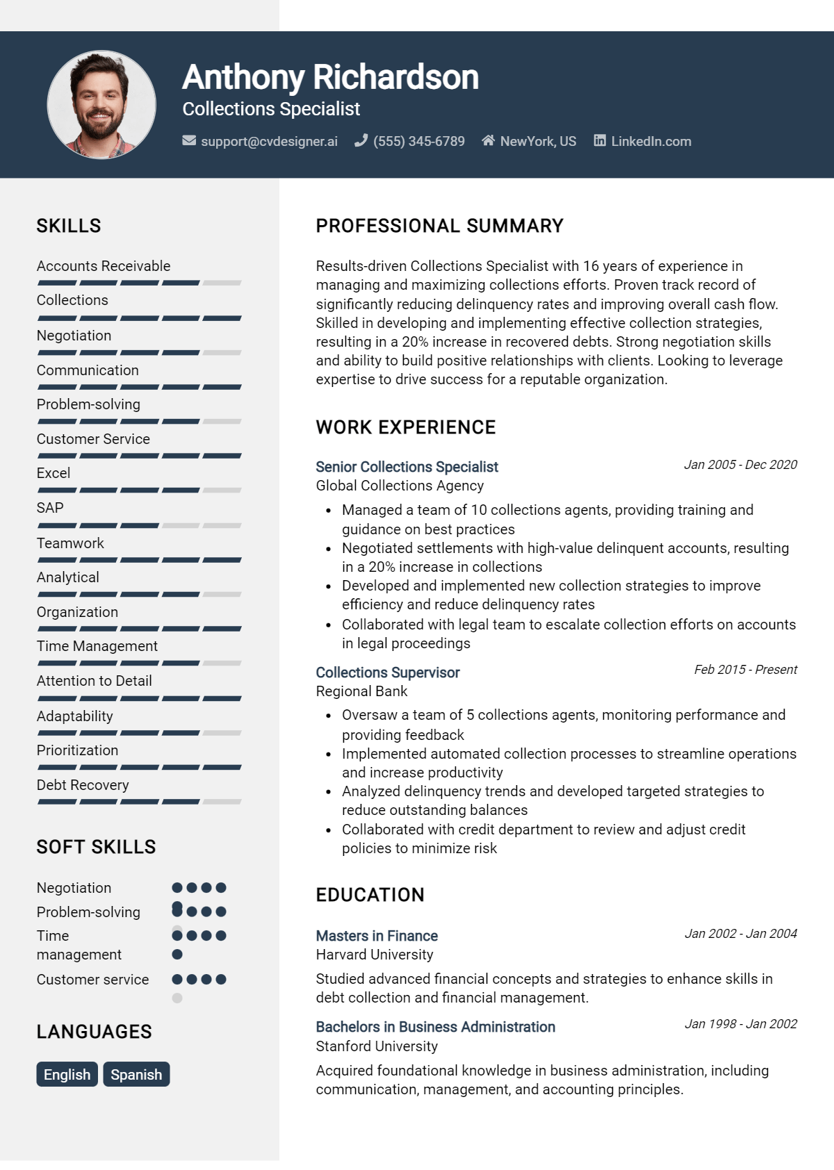 Collections Specialist Resume Example