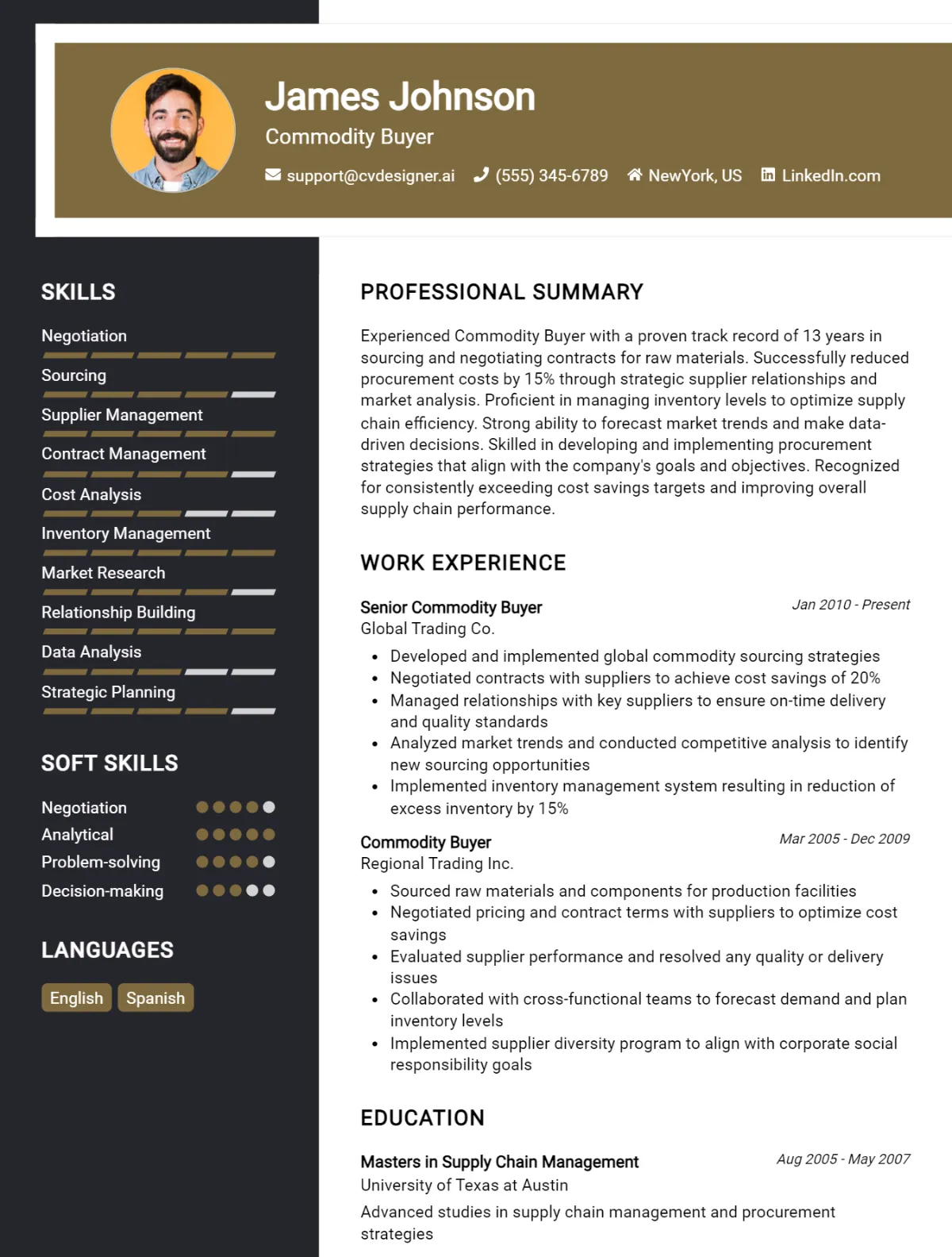 Commodity Buyer CV Example