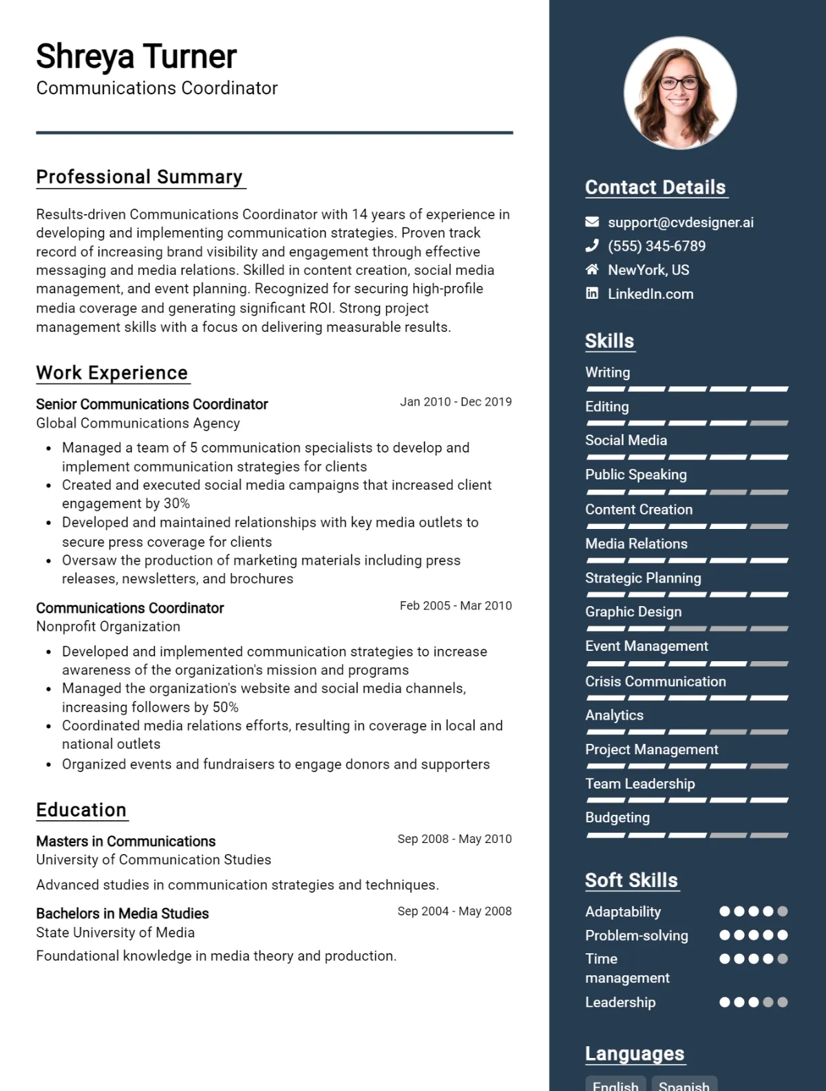 Communications Coordinator CV Example
