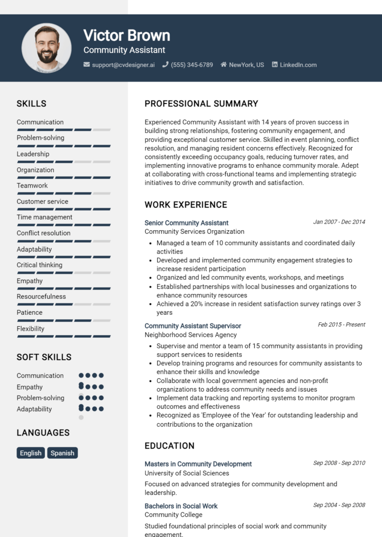 Community Assistant Resume Example for 2025: Best Tips & Templates