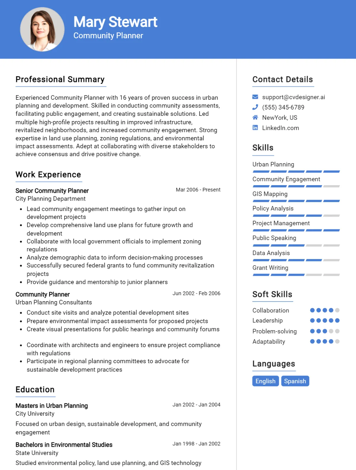 Community Planner CV Example