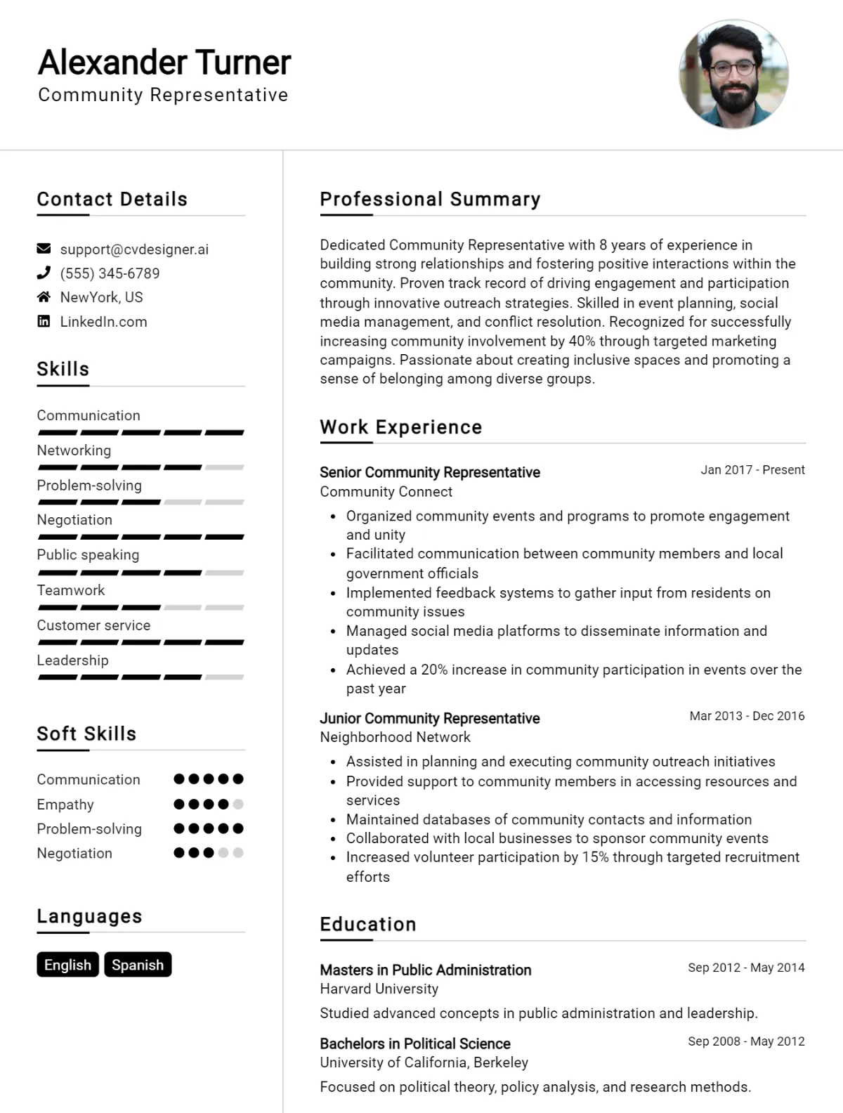Community Representative CV Example