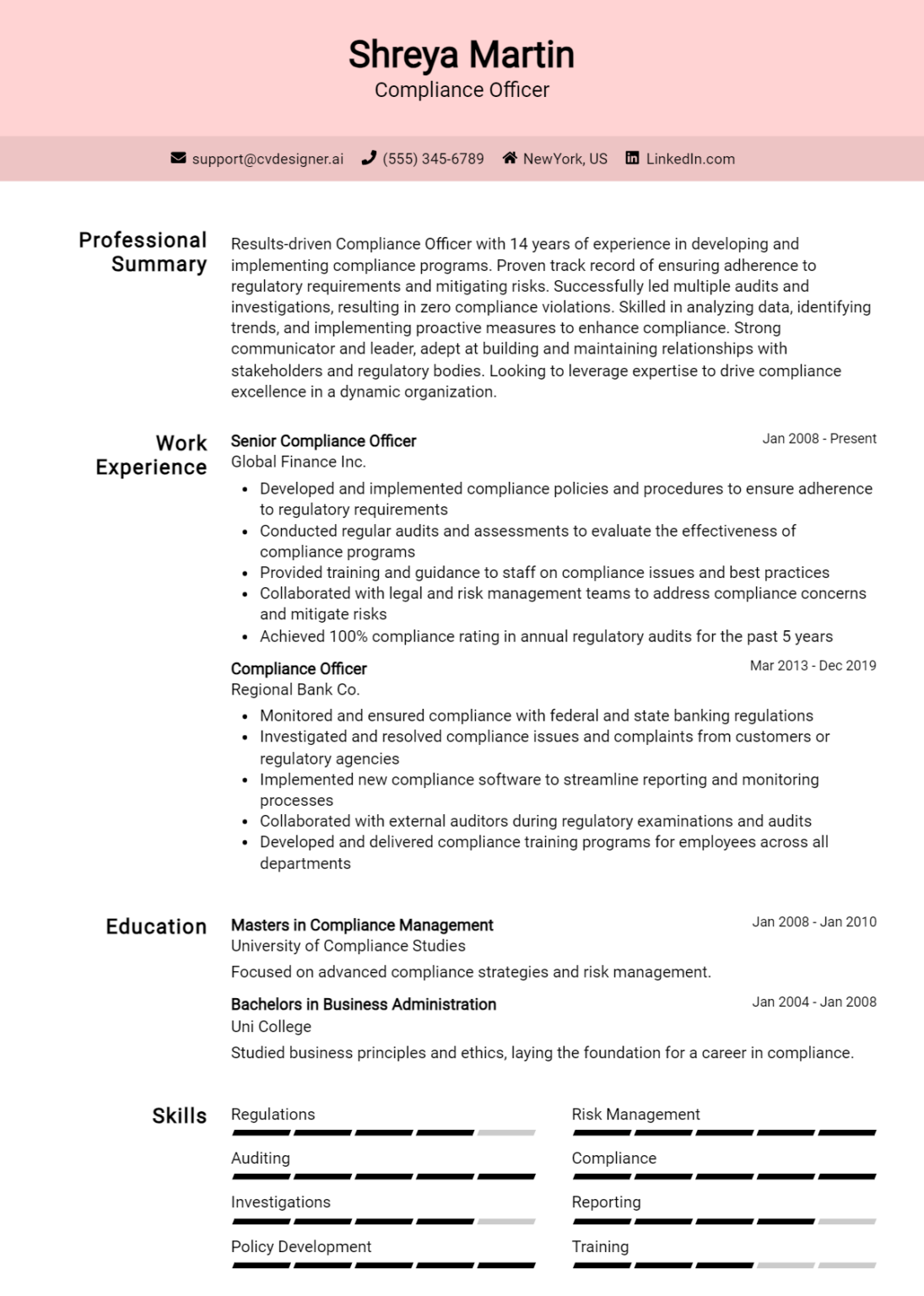 Compliance Officer Resume Example - Compliance Officer Resume Example 1095x1536