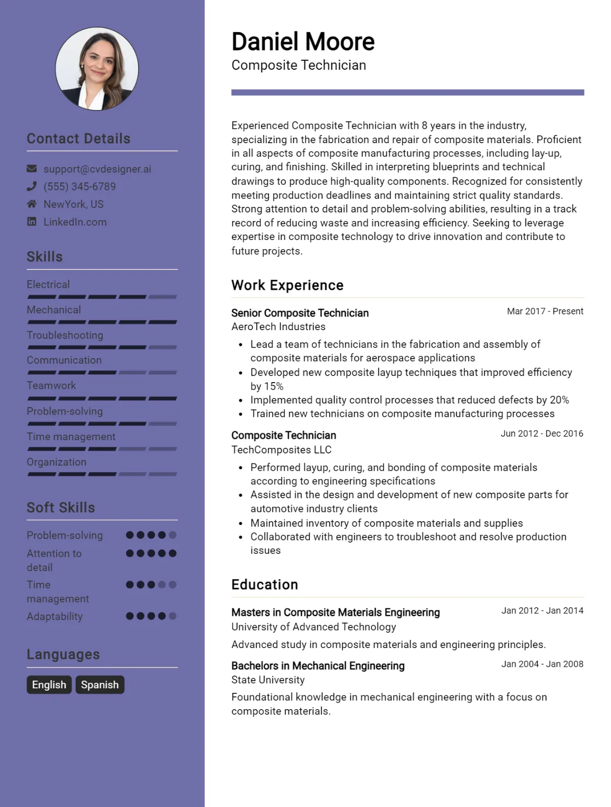 Composite Technician CV Example