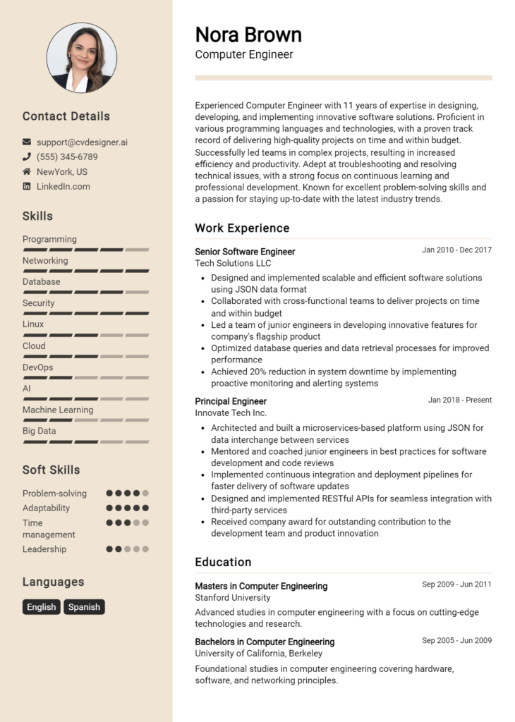 Computer Engineer Resume Example