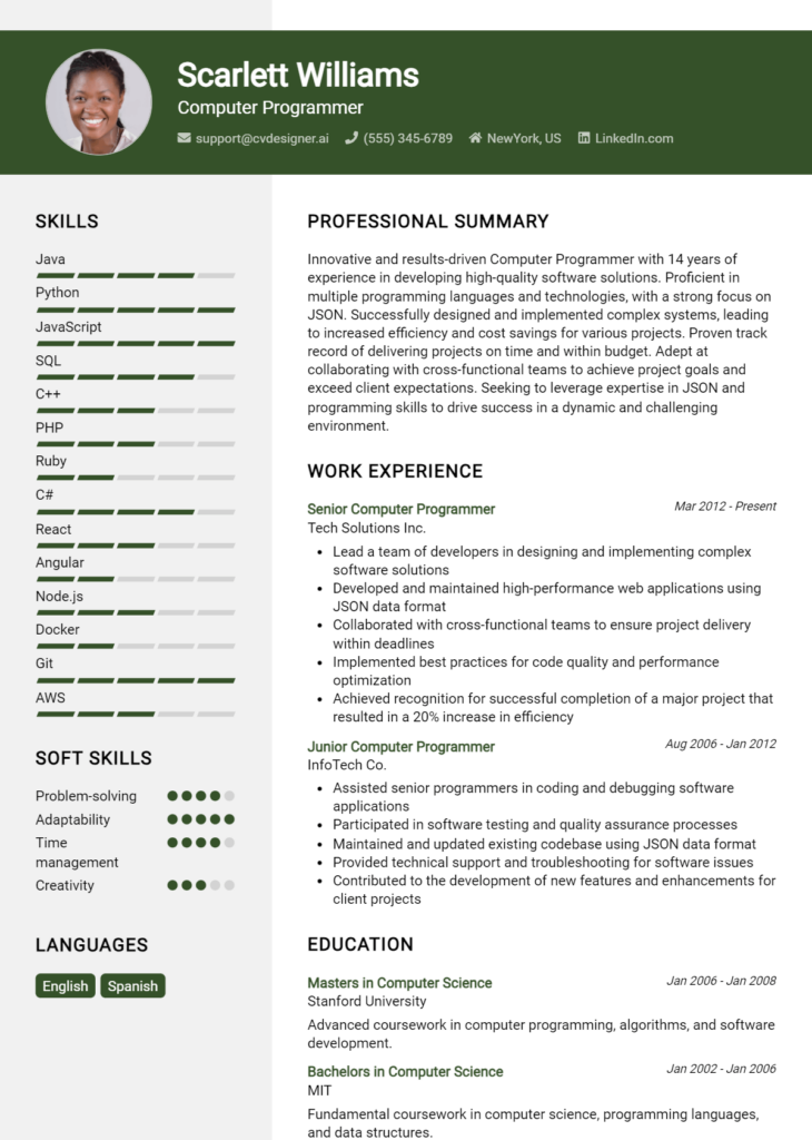 12 Programmer Resume Examples for 2024: Downloadable Templates ...