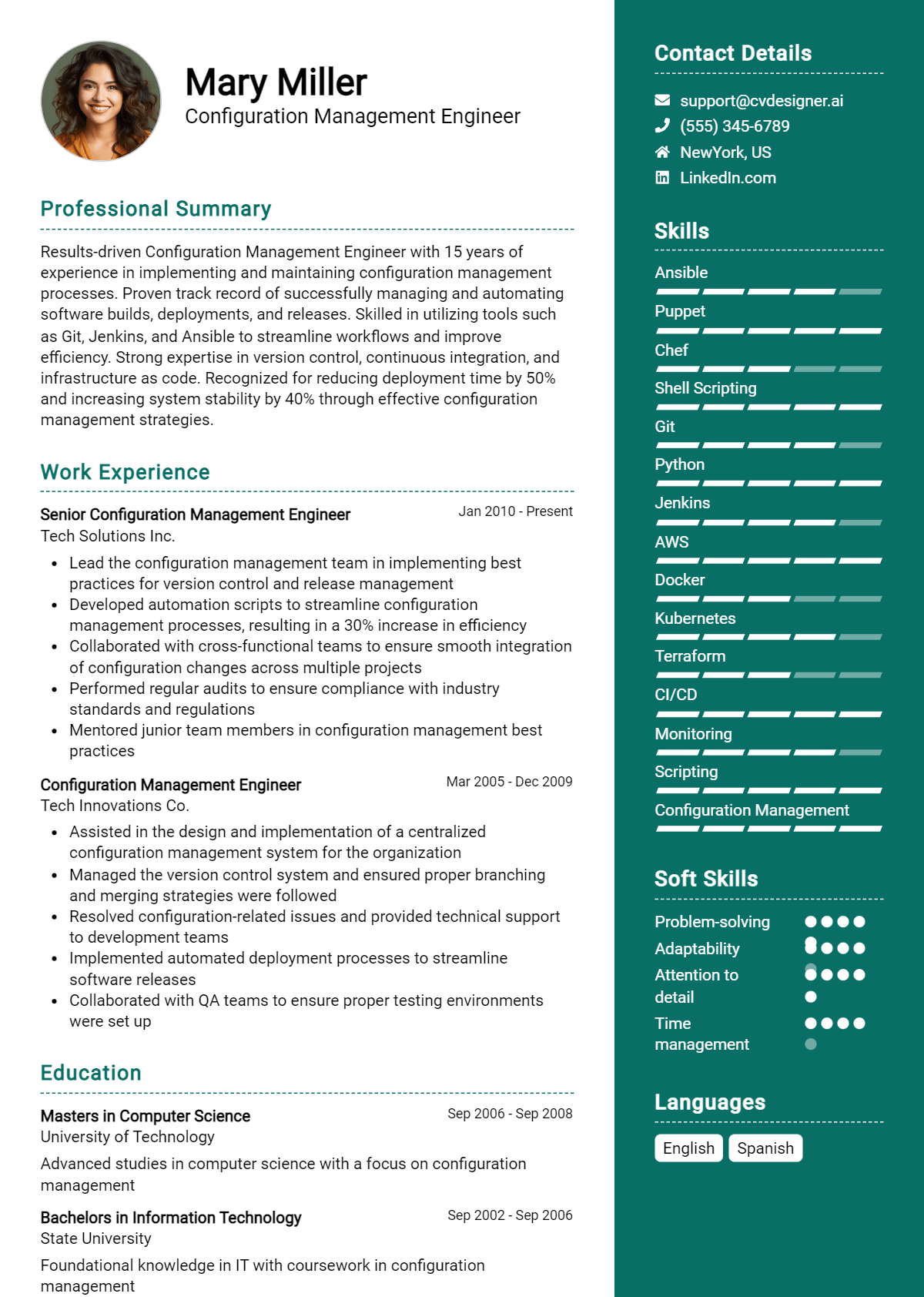 Configuration Management Engineer Resume Example