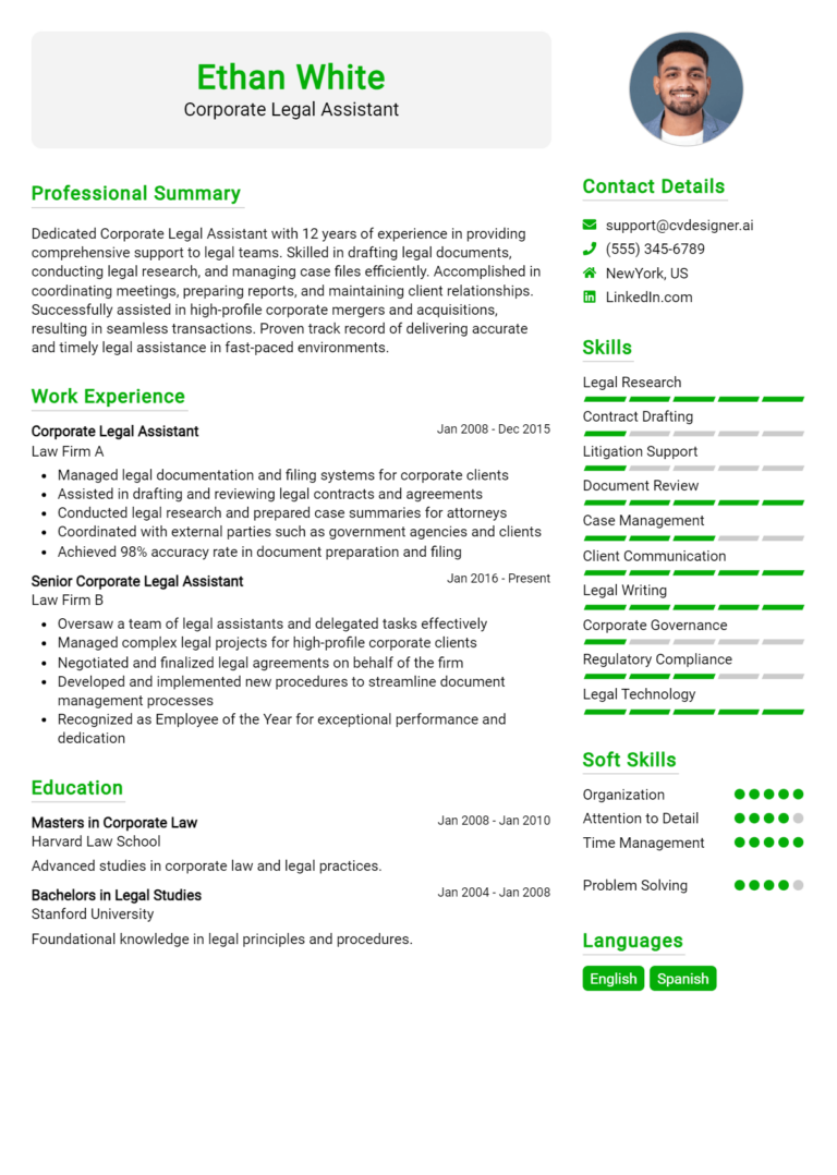 Corporate Legal Assistant Resume Example for 2025: How to Create a Professional CV