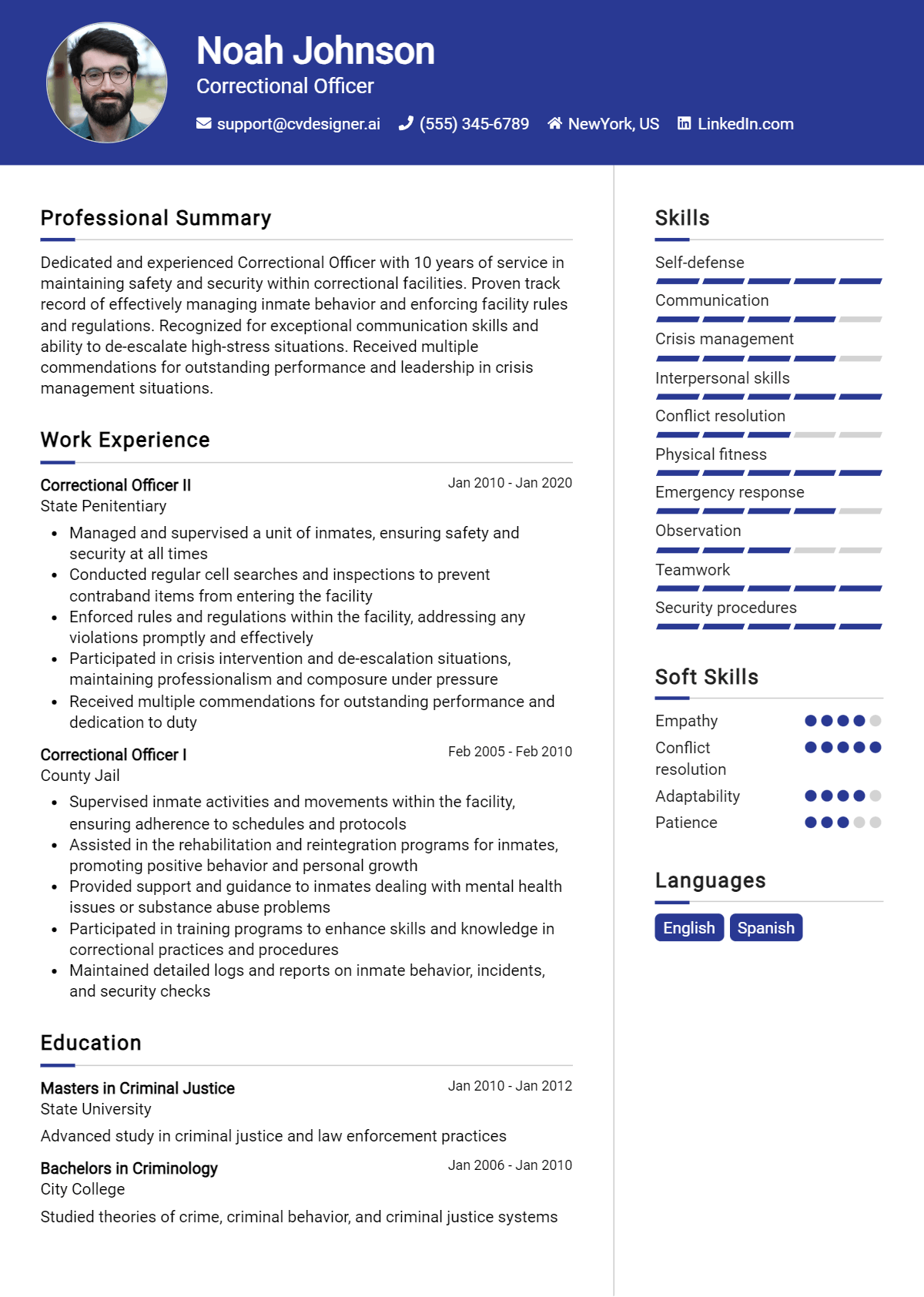 Correctional Officer Resume Example
