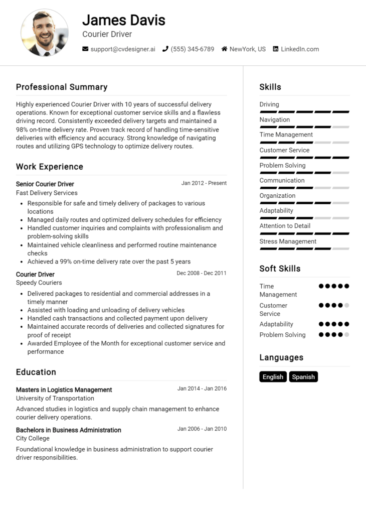 Courier Driver Resume Example