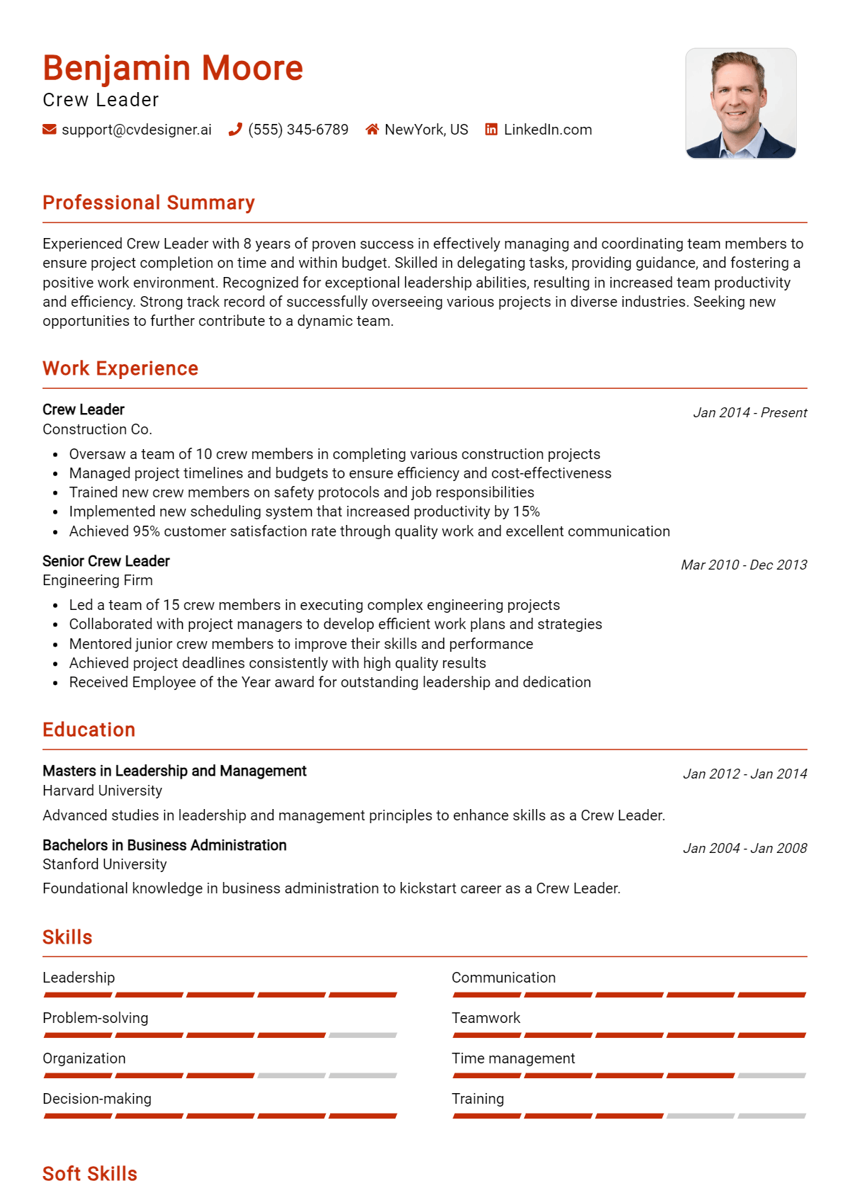 Crew Leader Resume Example