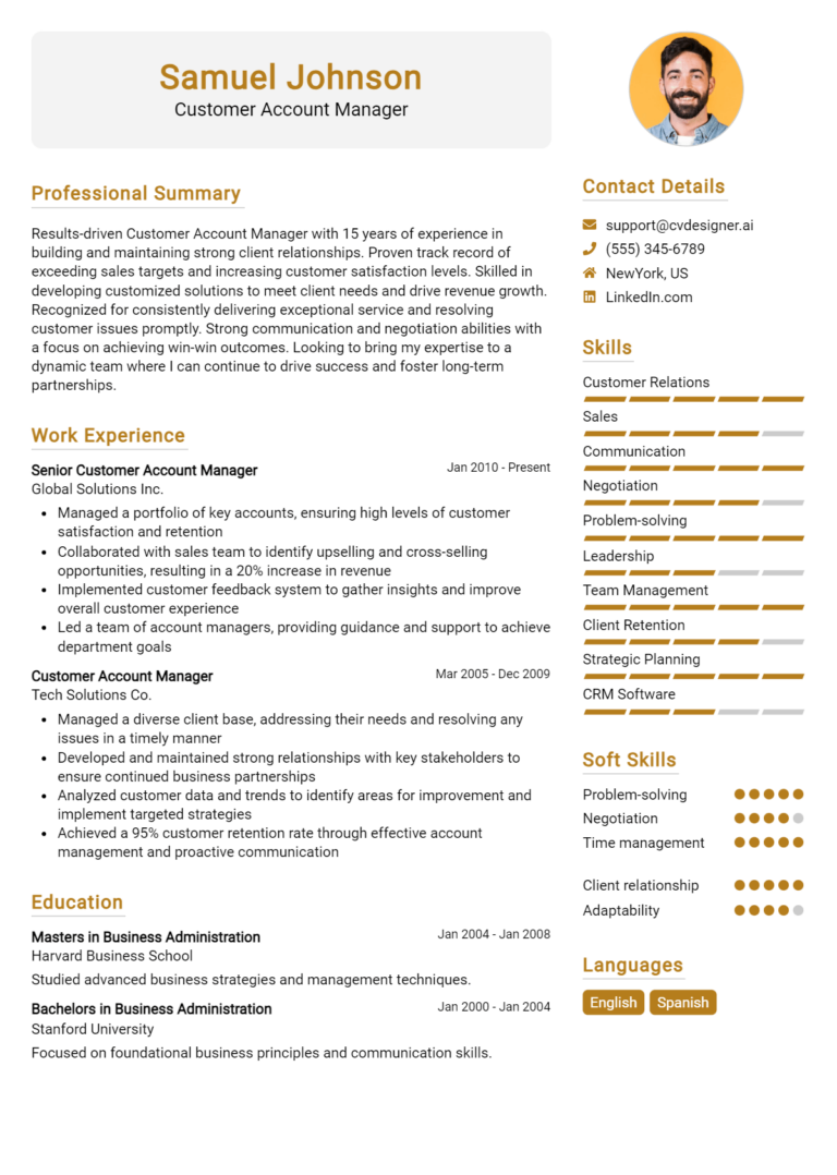 9 Customer Account Manager Resume Examples for 2025: Expert Tips