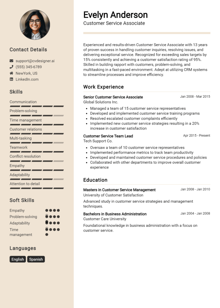 9 Customer Service Associate Resume Examples And Templates for 2025 1 9 Customer Service Associate Resume Examples And Templates for 2025