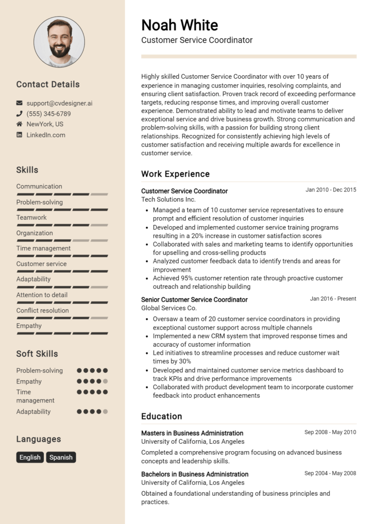 18 Customer Service Coordinator Resume Examples for 2025: Examples & Free Templates