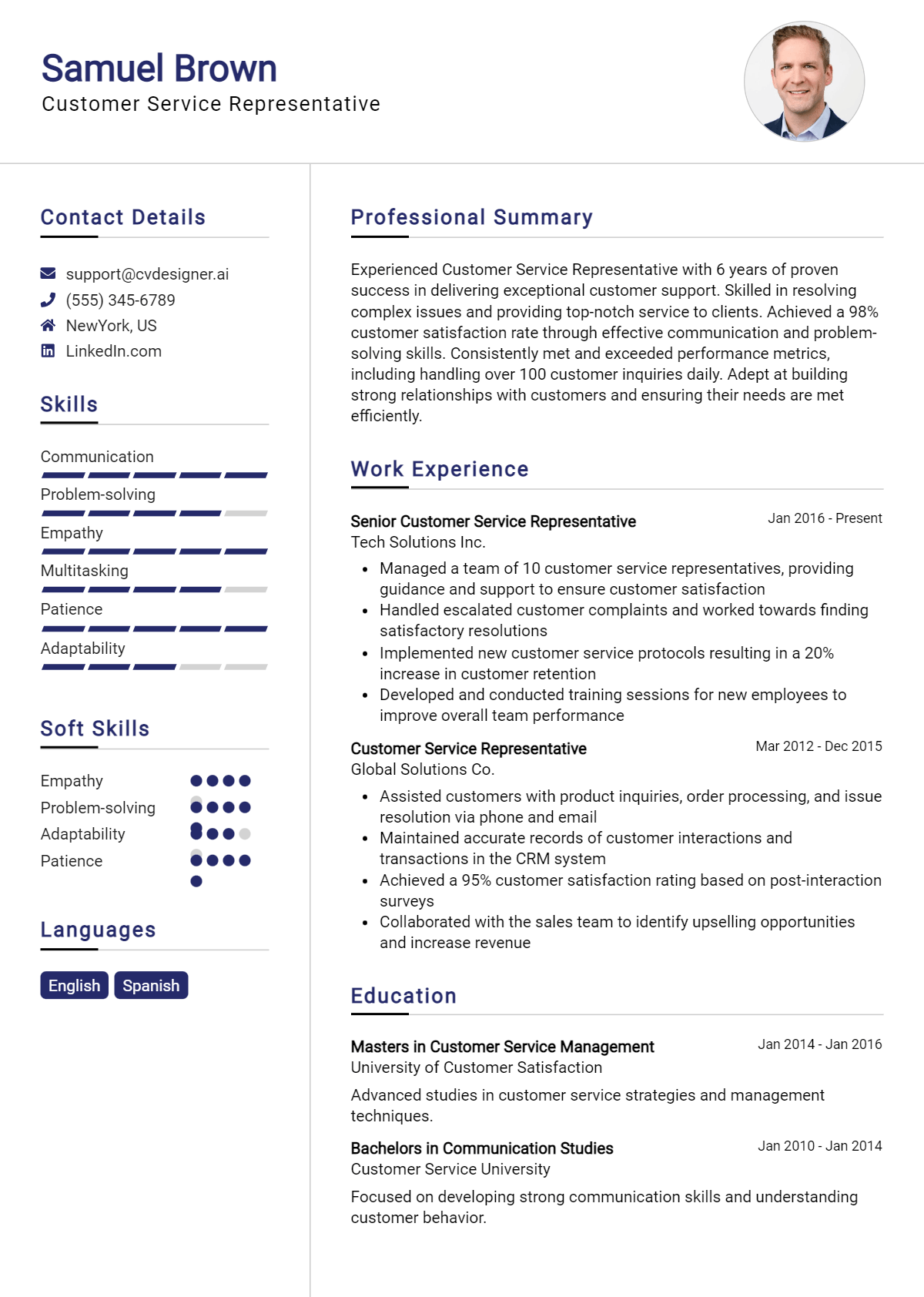 Customer Service Representative Resume Example