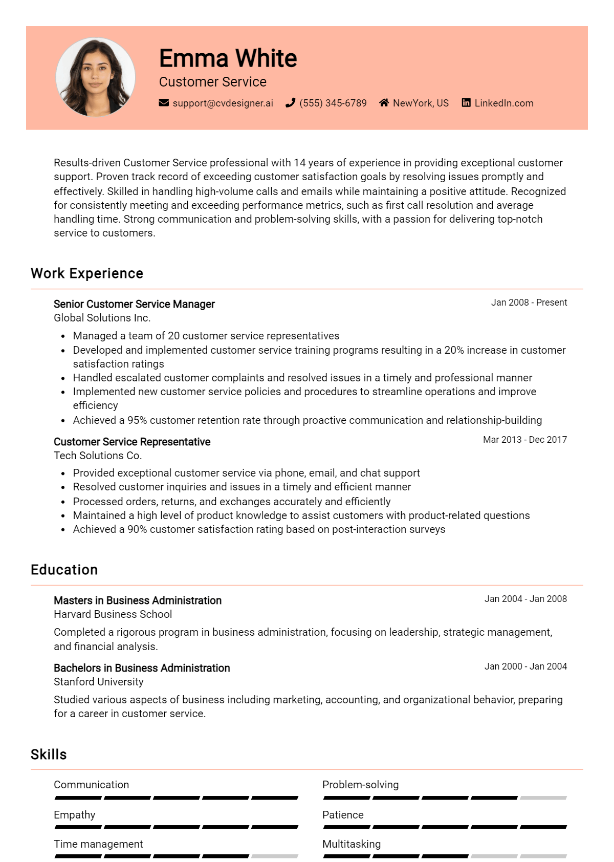 Customer Service Resume Example