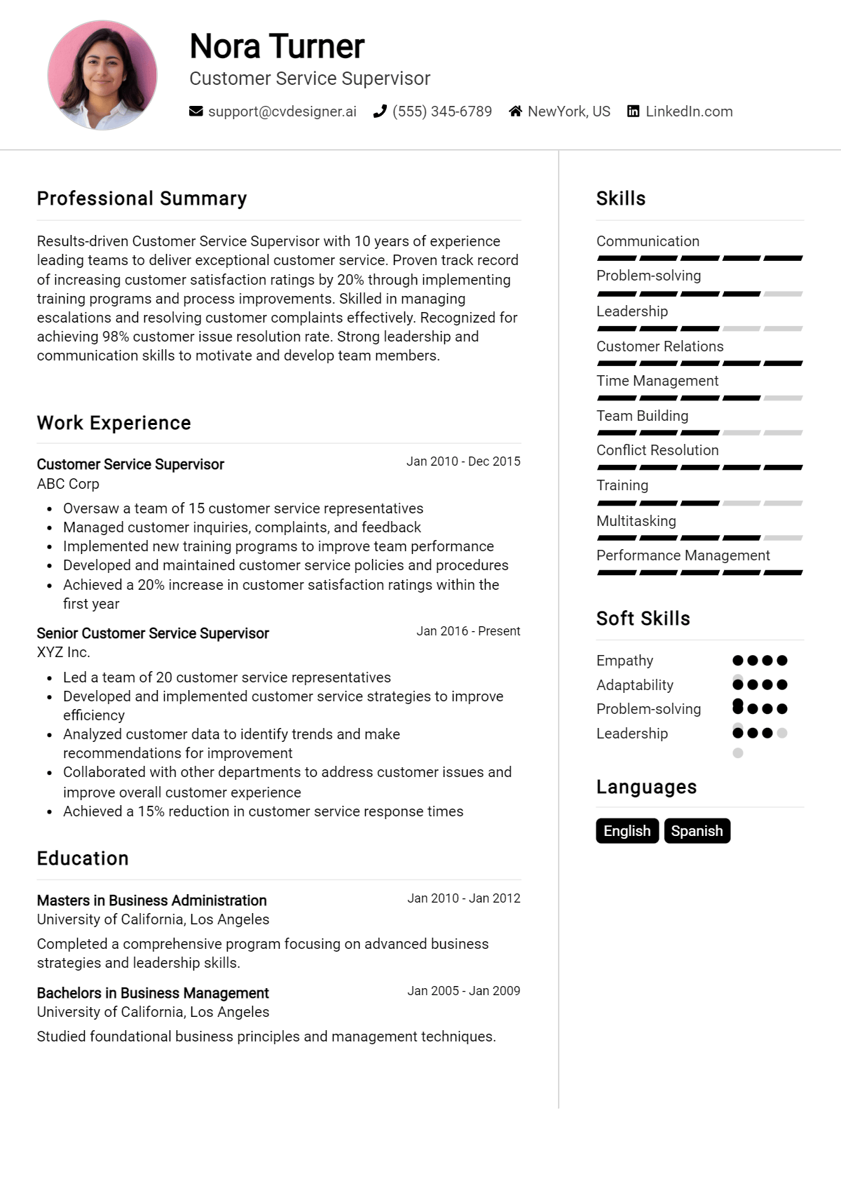 9 Customer Service Supervisor Resume Examples And Templates for 2024 ...