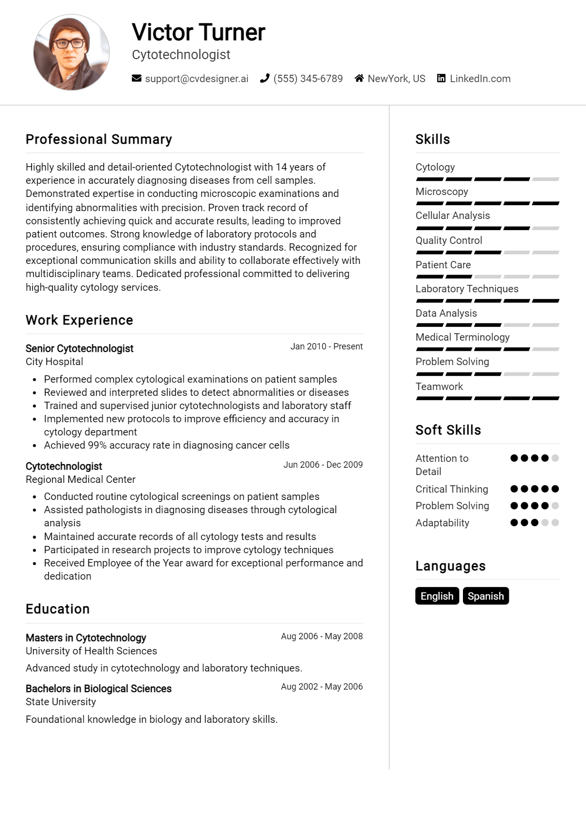 Cytotechnologist Resume Example