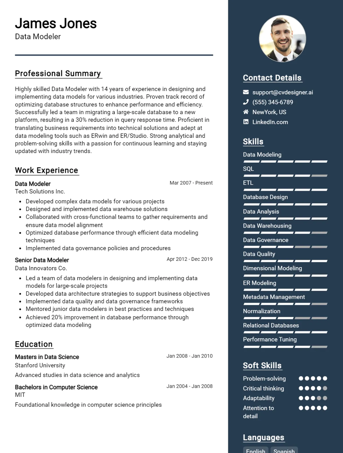 Data Modeler CV Example