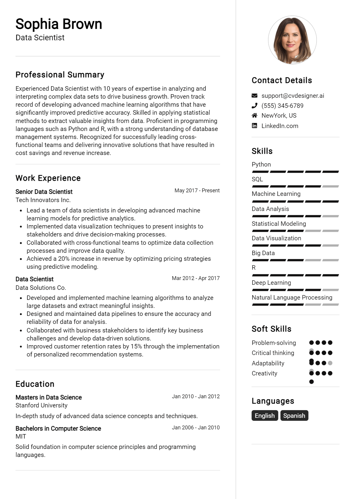 Data Scientist Resume Example